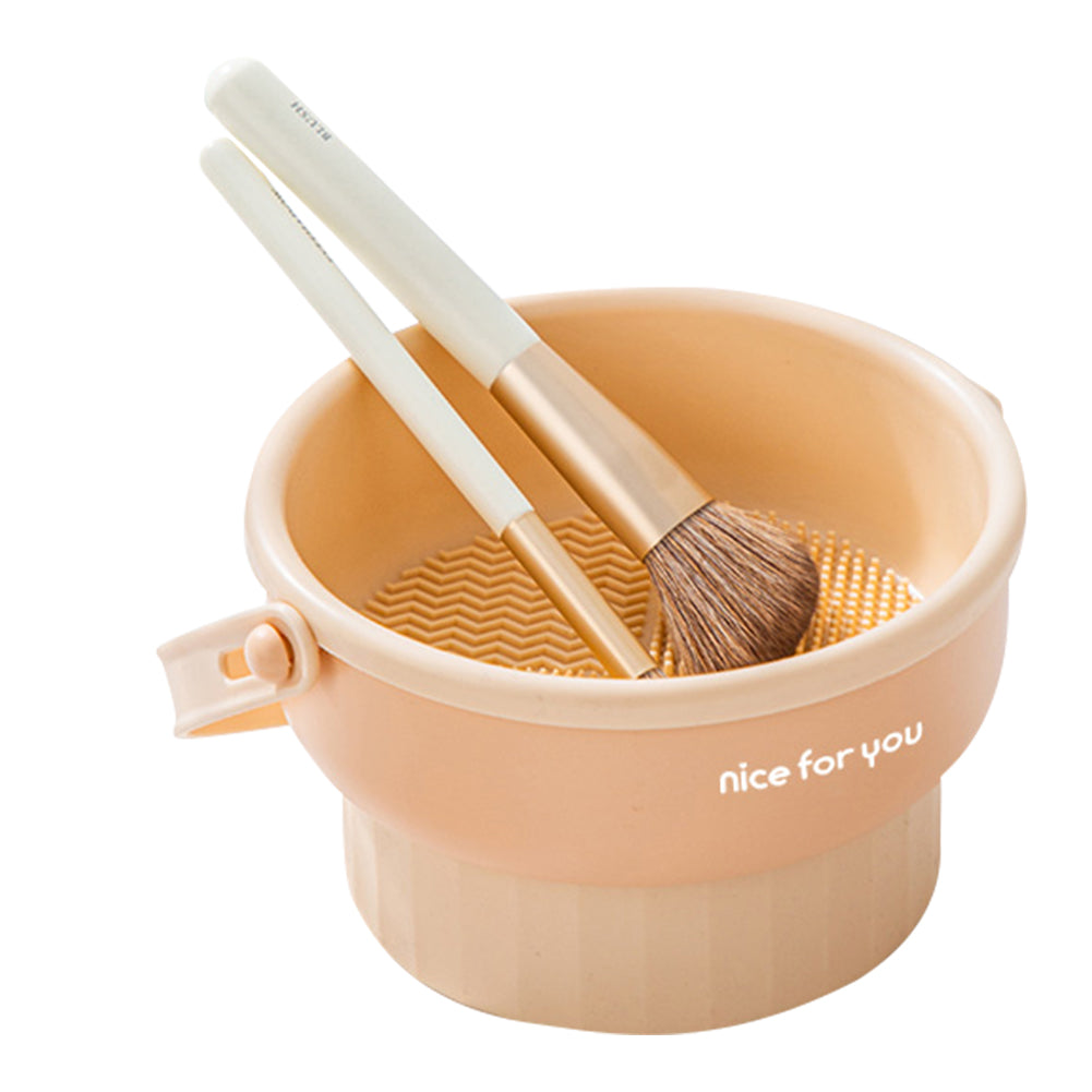 Makeup Brush Cleaner Mat 3 in 1 Silicone Makeup Brush Cleaner Bowl with Brush Drying Holder Cosmetic Brushes Cleaning
